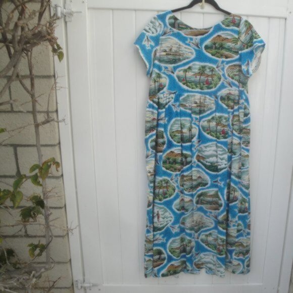Riggers Hawaii Women's Dress Size XL Cotton California Catalina Island Print - Picture 4 of 4